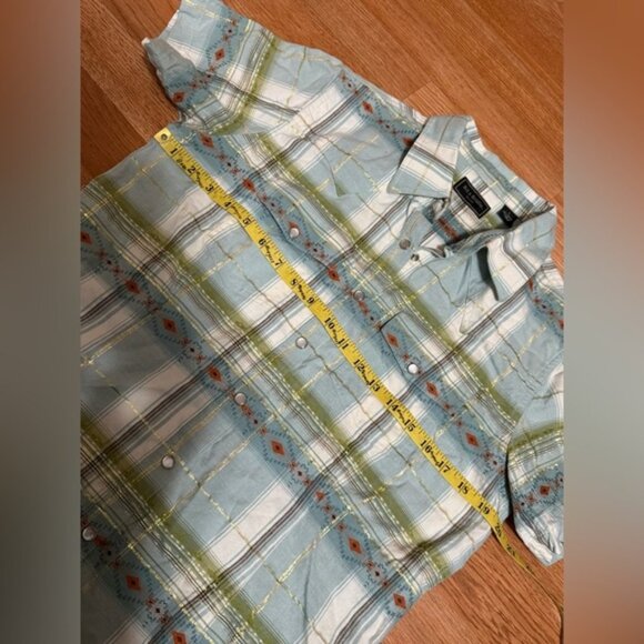 Bit and Bridle Womans Western Shirt Size L Pearl Snaps Short Sleeve - Picture 6 of 7
